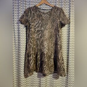 Zara | Animal Print Short Sleeve Sweatshirt Dress, Size M